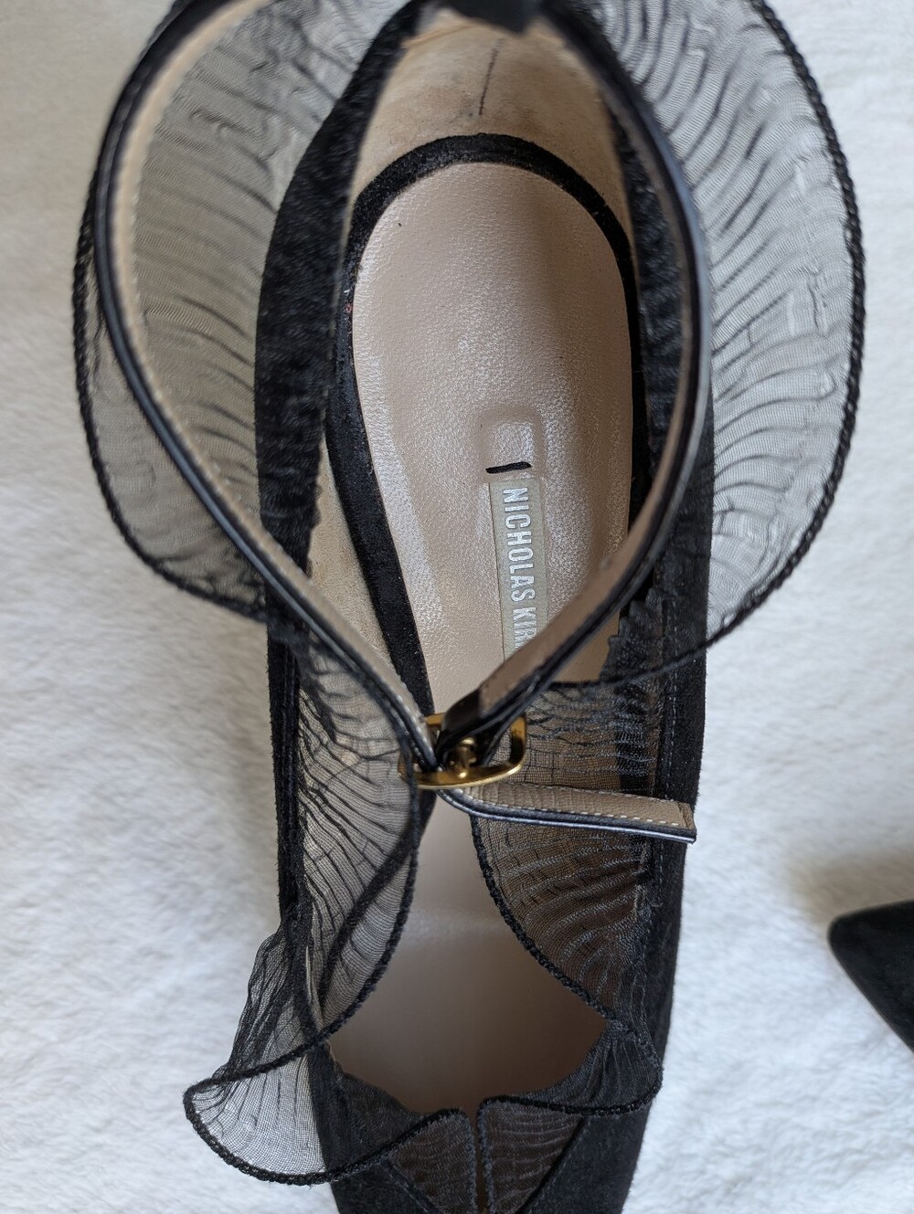 Nicholas Kirkwood Black Suede Heels With Lace Appliques - Picture 5 of 8